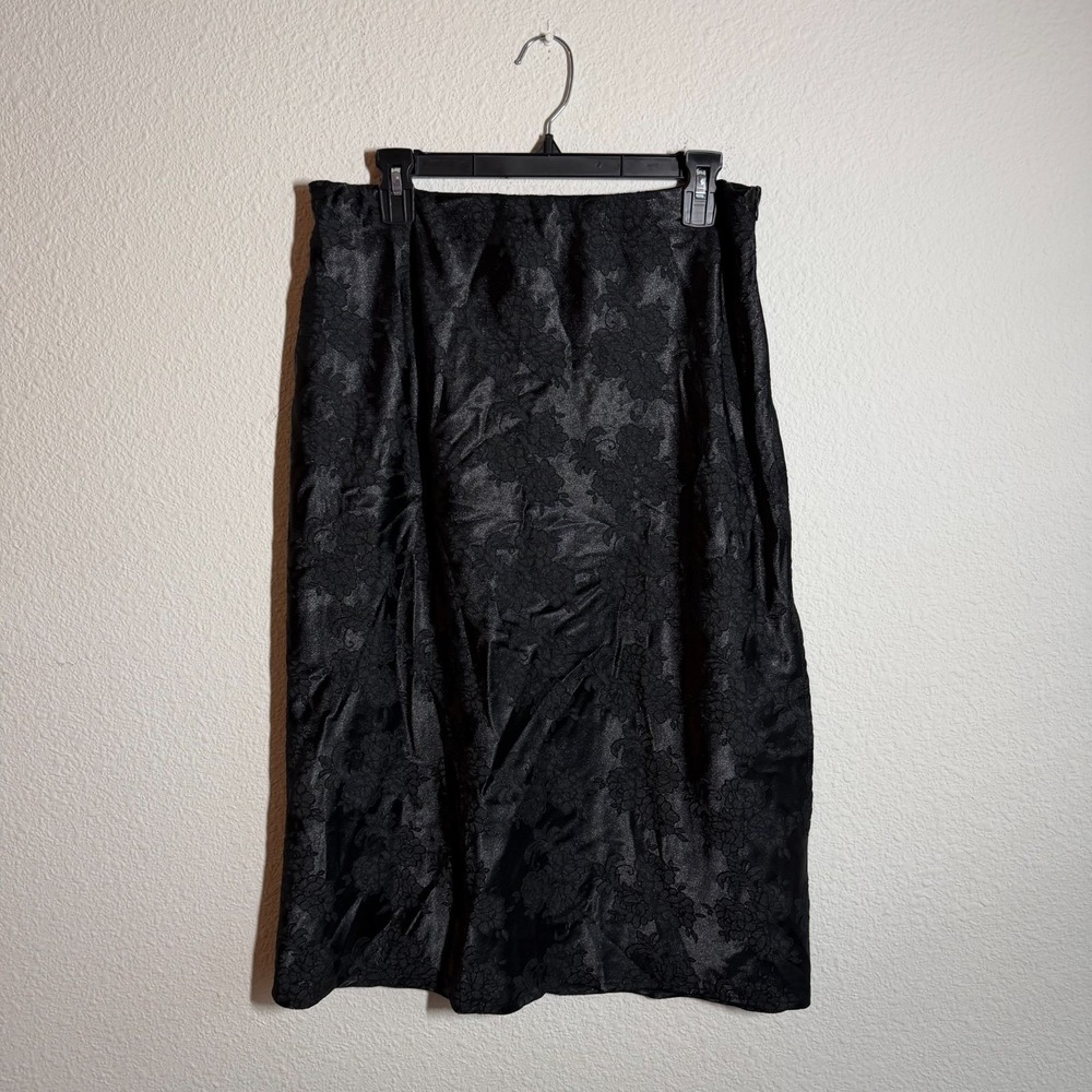 Wild Fable A Line Skirt Womens‎ Large Black Floral Lined Minimalist Side Zip